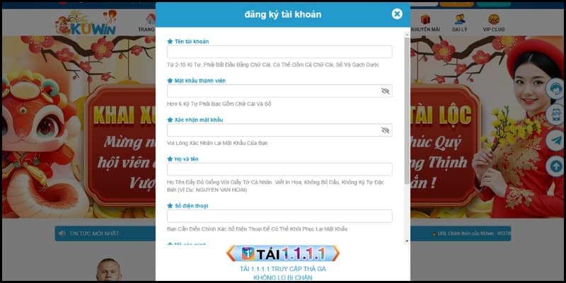 Thao tác để đăng ký giản đơn